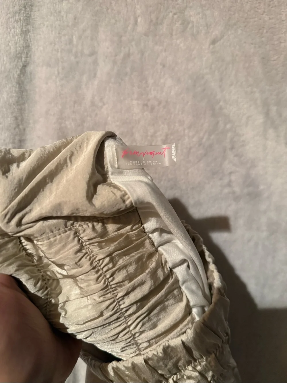 Free People Beige Smocked Waist Athletic Shorts